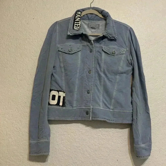 Major de lema Womens Blue Jacket soft button down collared with long sleeves M - Picture 3 of 16